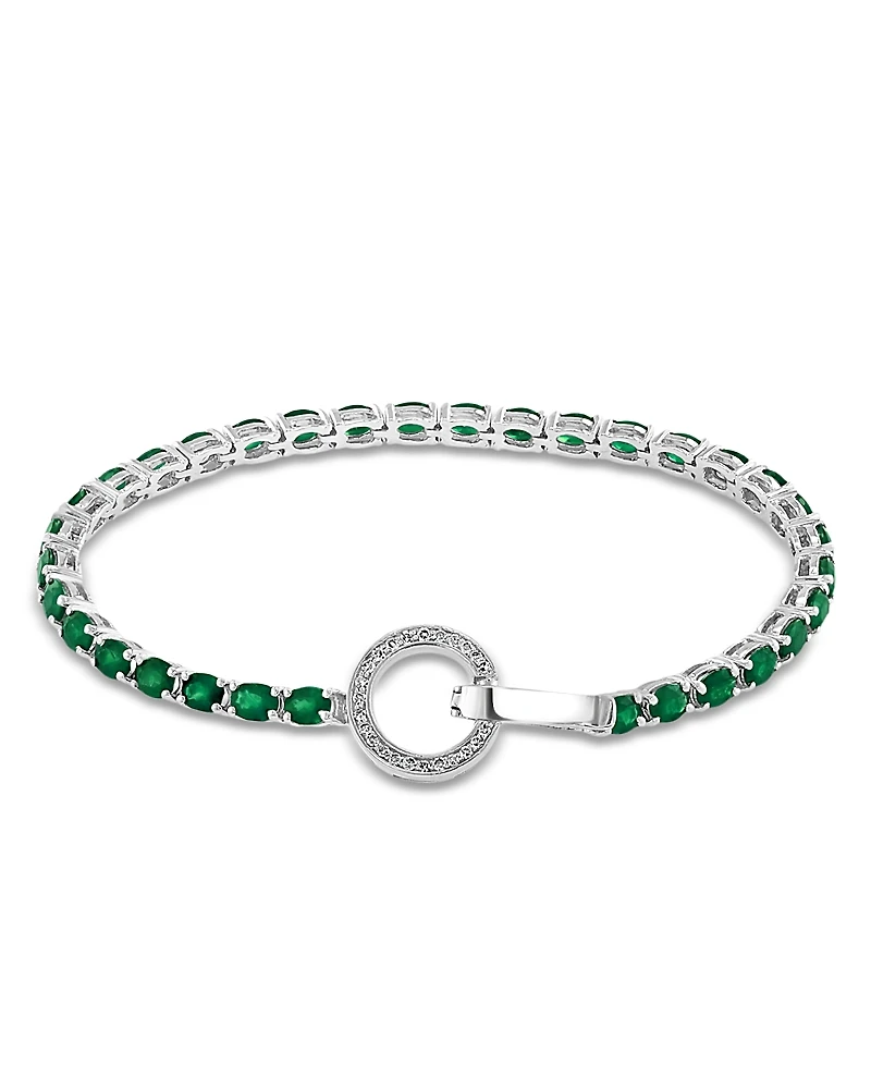 Bloomingdale's Fine Collection Emerald & Diamond Toggle Tennis Bracelet