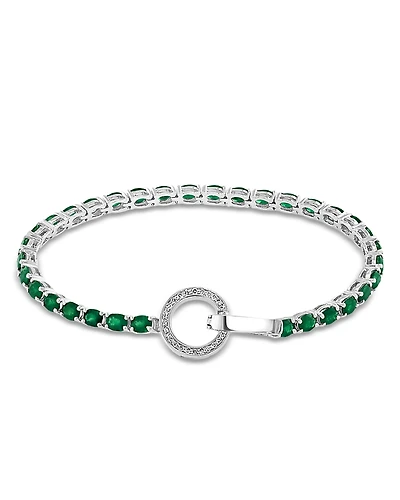Bloomingdale's Fine Collection Emerald & Diamond Toggle Tennis Bracelet