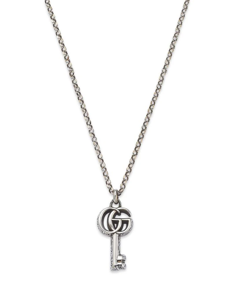 Sterling Silver Marmont Interlocking G Key Pendant Necklace, 19.5"