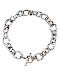 David Yurman 18K Rose Gold & Sterling Silver Mercer Cognac & Diamond Pave Link Chain Necklace, 19