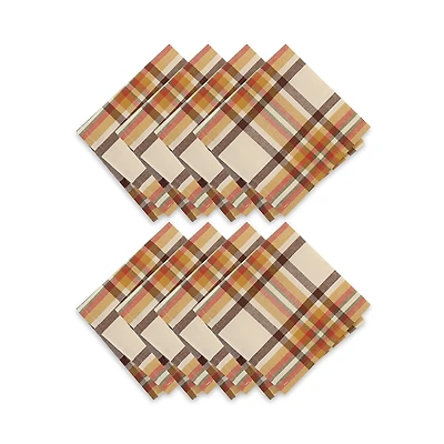 Elrene Home Fashions Russet Harvest Woven Plaid Napkins, Set of 8