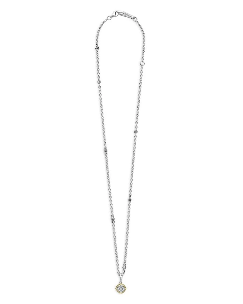 18K Yellow Gold & Sterling Silver Rittenhouse Diamond Cluster Pendant Necklace, 16-18"