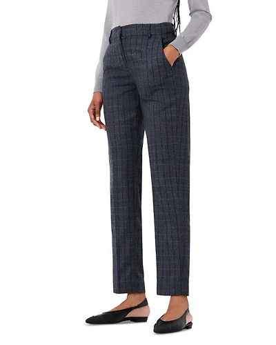 Windowpane Slim Leg Trousers