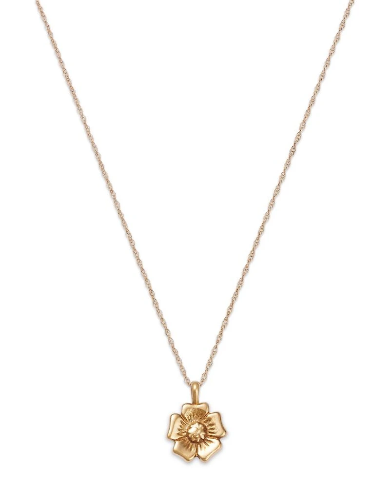 14K Yellow Gold Flower Pendant Necklace