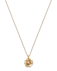 14K Yellow Gold Flower Pendant Necklace