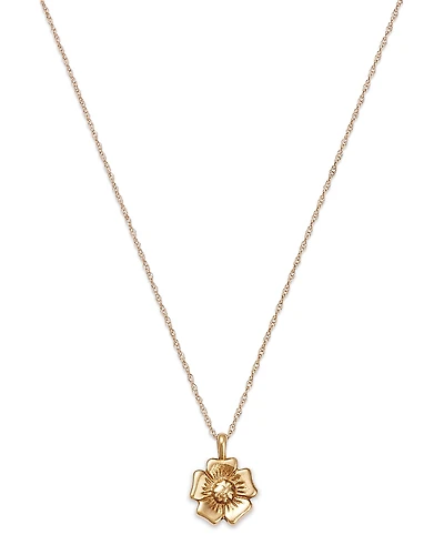 Moon & Meadow 14K Yellow Gold Flower Pendant Necklace, 18