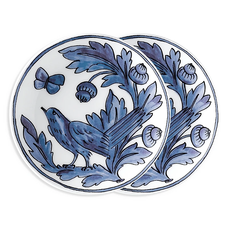 Twig New York H. Blue Bird 7 Canape Bread Plate, Set of 2