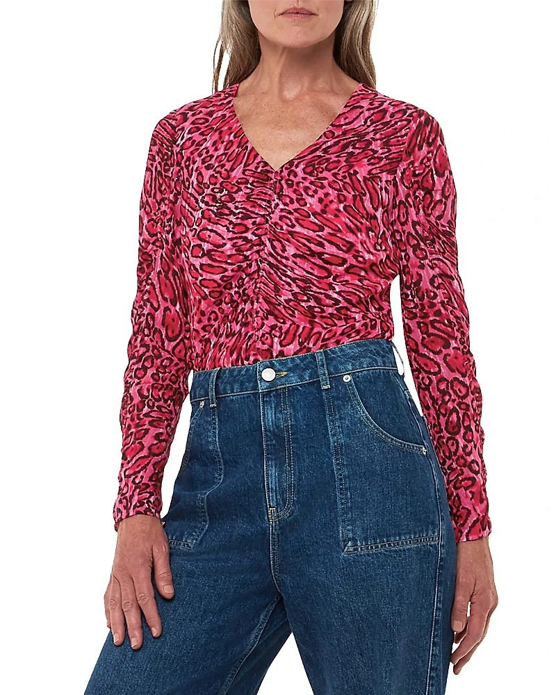 Whistles Waving Leopard Gathered Top