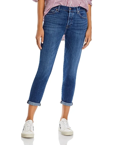 7 For All Mankind Josefina High Rise Cropped Boyfriend Jeans