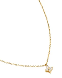 14K Yellow Gold Prong Diamonds Diamond Flower Pendant Necklace, 14-16"