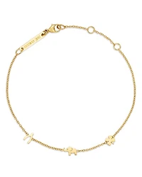 14K Yellow Gold Itty Bitty Symbols Luck Link Bracelet
