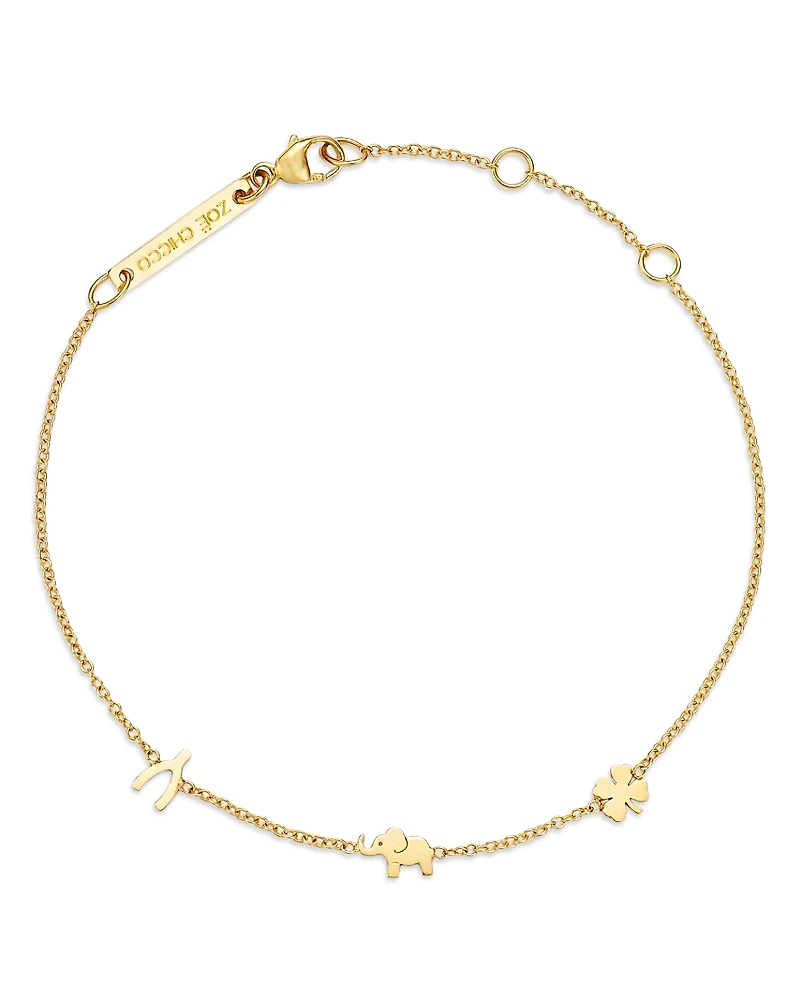 Zoe Chicco 14K Yellow Gold Itty Bitty Symbols Luck Link Bracelet
