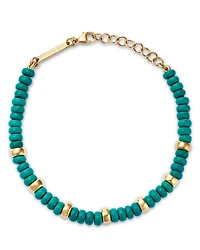 14K Yellow Gold Gemstone Beads Turquoise Rondelle Link Bracelet