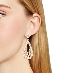 Imitation Pearl Cluster Drop Earrings in Gold Tone