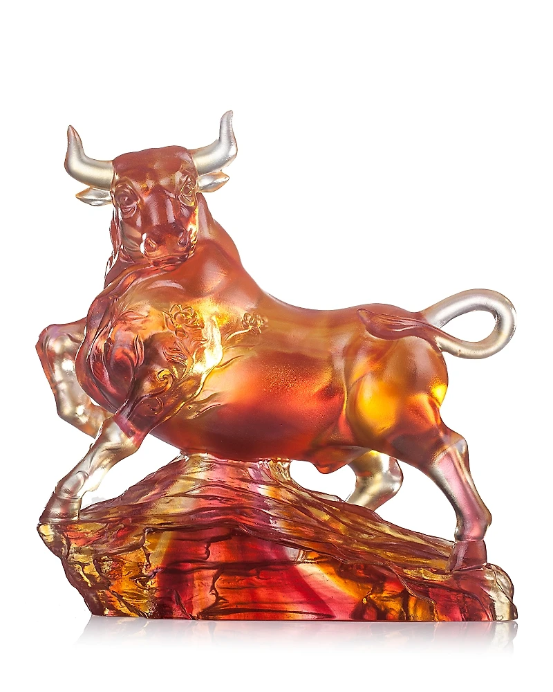 Liuli Easterly Winds Crystal Ox Figure
