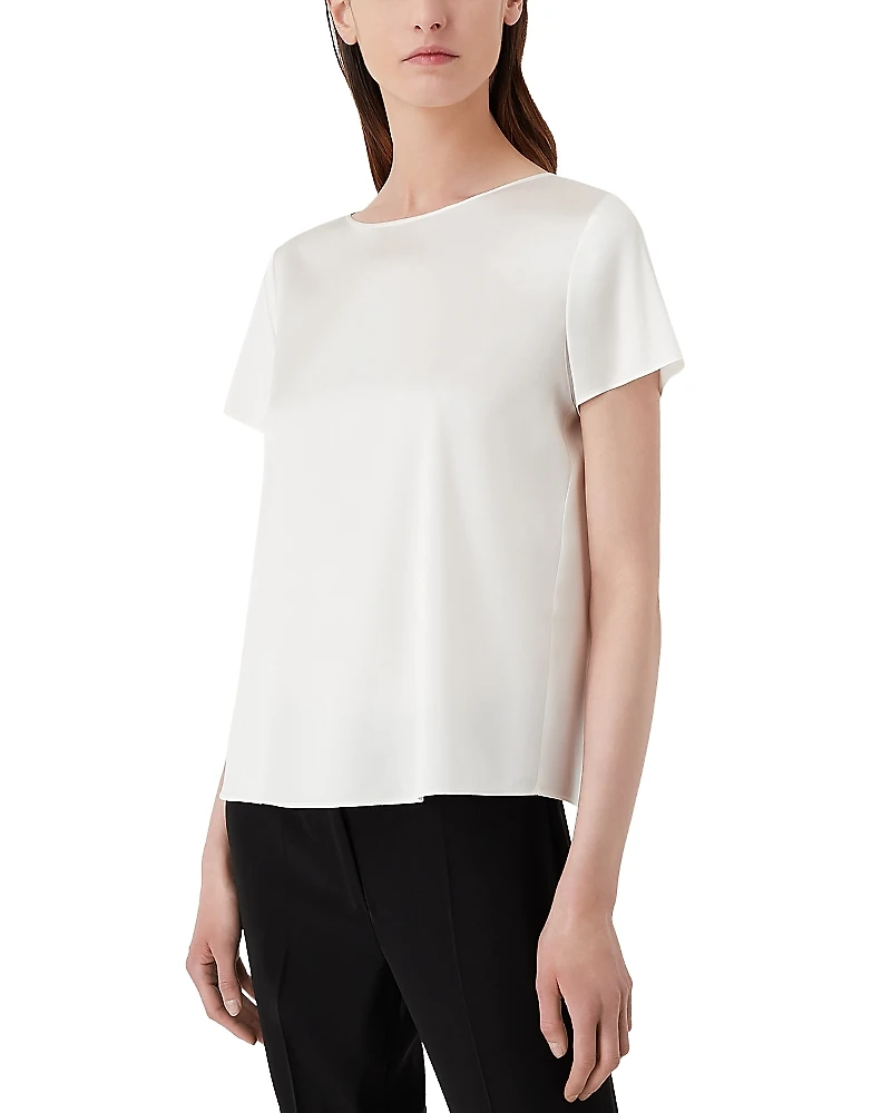 Emporio Armani Stretch Silk Short Sleeve Blouse