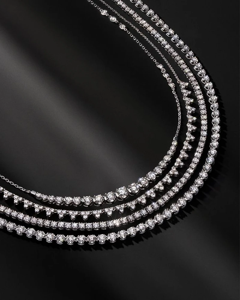 Diamond Classic Tennis Necklaces 14K White Gold, 3.0-7.0 tcw