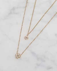 14K Yellow Gold Large Diamond Clover Pendant Necklace, 16"