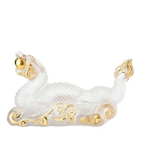 Lalique Tianlong Dragon, Clear Gold Stamped