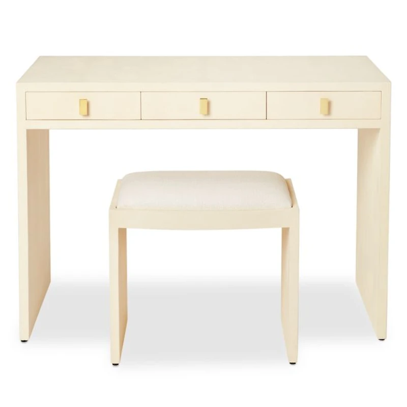 Shagreen Embossed Vanity Table & Stool Set