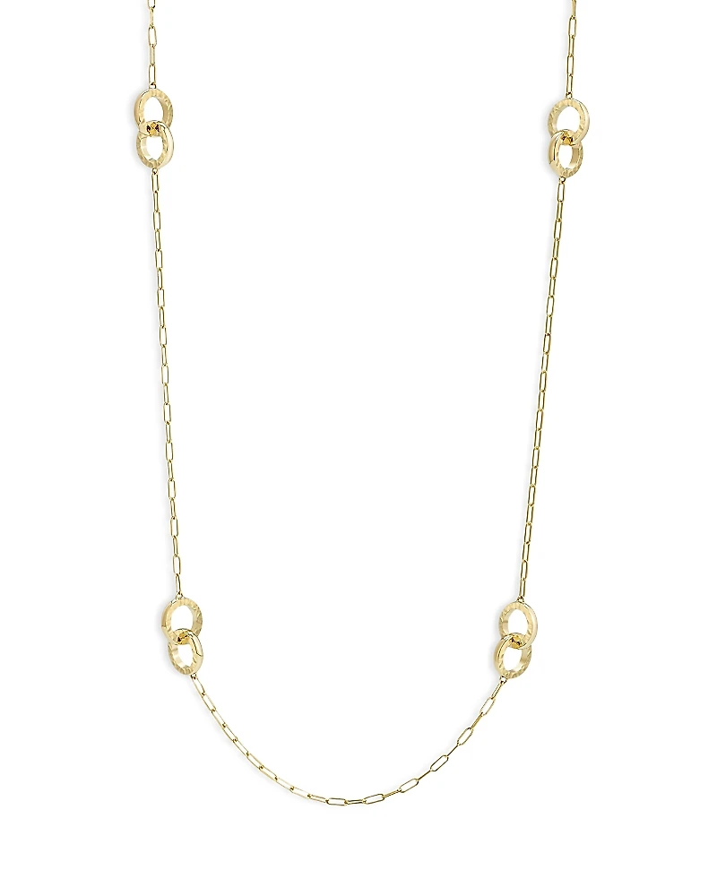 L. Klein 18K Yellow Gold Duetto Interlocking Hammered Link Necklace, 30