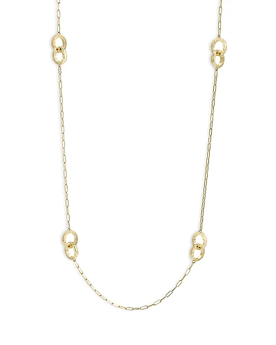 L. Klein 18K Yellow Gold Duetto Interlocking Hammered Link Necklace, 30