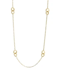 L. Klein 18K Yellow Gold Duetto Interlocking Hammered Link Necklace, 30