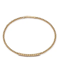 Diamond Station Bangle Bracelet in 14K Yellow Gold, 0.45 tcw