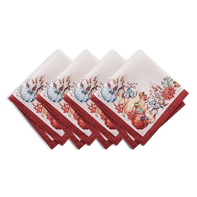 Elrene Home Fashions Botanical Harvest Pumpkin Engineered Napkins, Set of 4