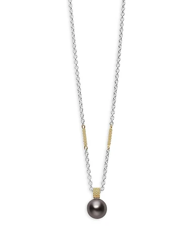 18K Yellow Gold & Sterling Silver Luna Pearl Pendant Necklace, 16-18"
