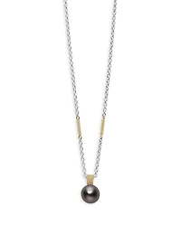 18K Yellow Gold & Sterling Silver Luna Pearl Pendant Necklace, 16-18"