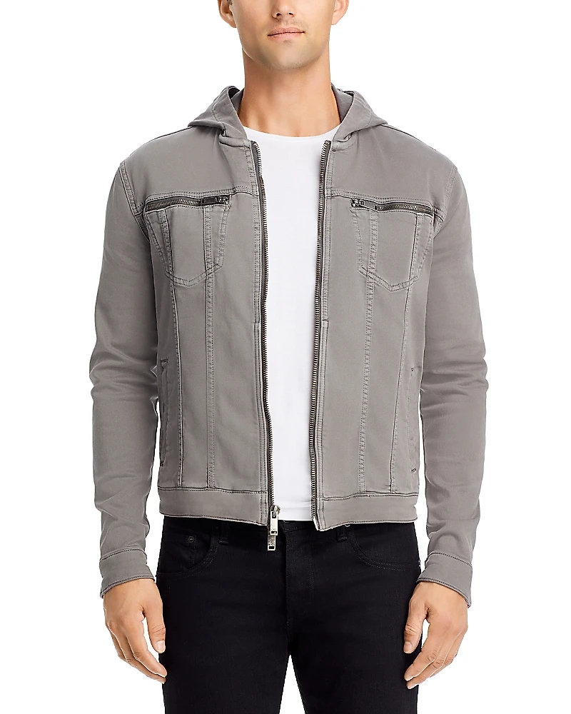 John Varvatos Star Usa Hooded Zip-Front Knit Jacket