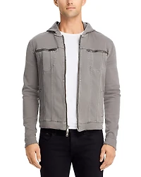 John Varvatos Star Usa Hooded Zip-Front Knit Jacket
