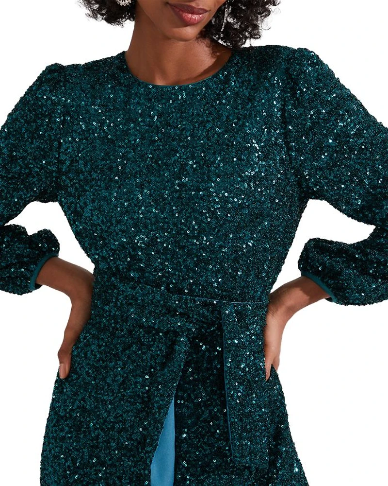 Bette Tie-Waist Sequin Dress