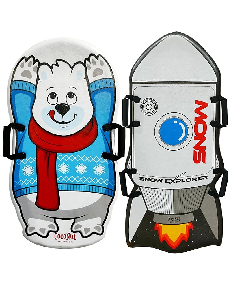 CocoNut Outdoor Polar Bear & Rocket Ship Foam Sleds Bundle - Ages 5+