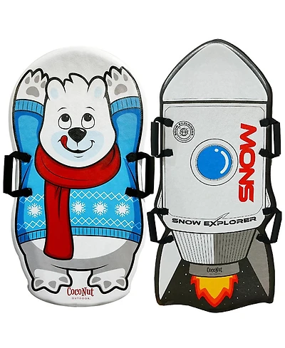 CocoNut Outdoor Polar Bear & Rocket Ship Foam Sleds Bundle - Ages 5+