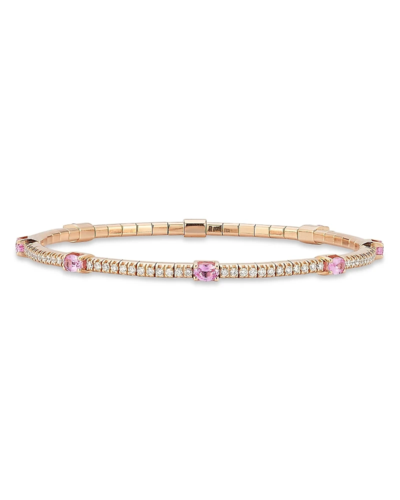 Extensible 18K Rose Gold Pink Sapphire & Diamond Stretch Tennis Bracelet