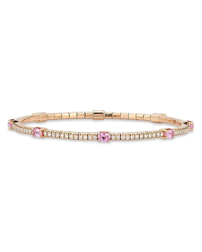 Extensible 18K Rose Gold Pink Sapphire & Diamond Stretch Tennis Bracelet