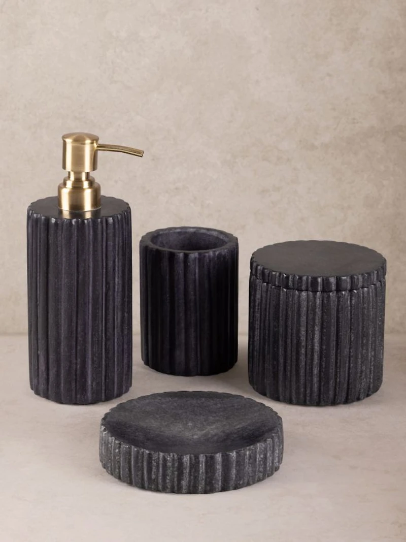 Roksana Black Marble Bath Accessories, Set of 4