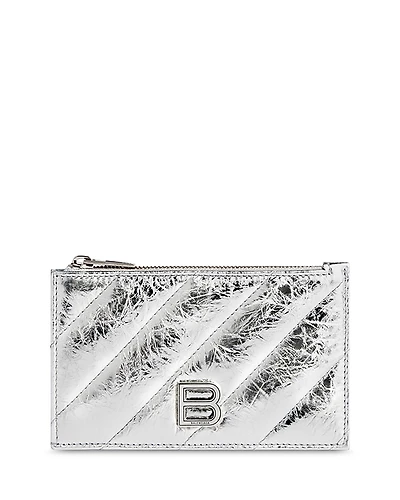 Balenciaga Crush Long Coin and Card Holder Metallized Quilted