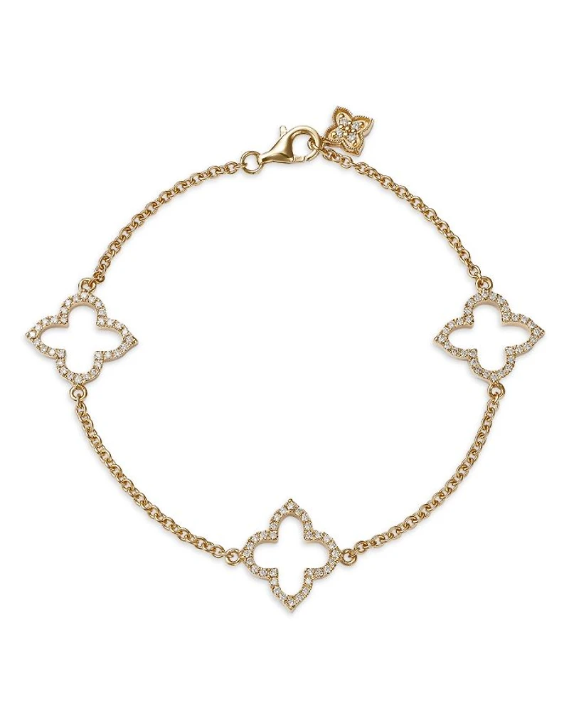 Diamond Clover Station Collection Bracelet 14K Gold, 0.38 tcw