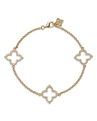 Diamond Clover Station Collection Bracelet 14K Gold, 0.38 tcw