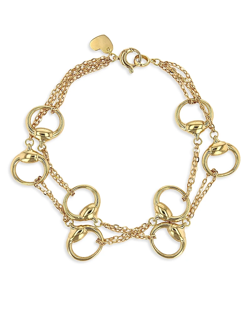 Alberto Milani 18K Yellow Gold Via Caneva Double Strand Horsebit Link Bracelet