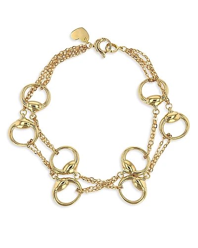 Alberto Milani 18K Yellow Gold Via Caneva Double Strand Horsebit Link Bracelet