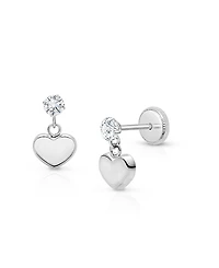 Tiny Blessings Girls' 14K Gold Dangling Modern Heart Drop Screw Back Earrings - Little Kid, Big Kid