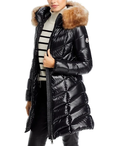 Marre Down Puffer Coat with Shearling Trim