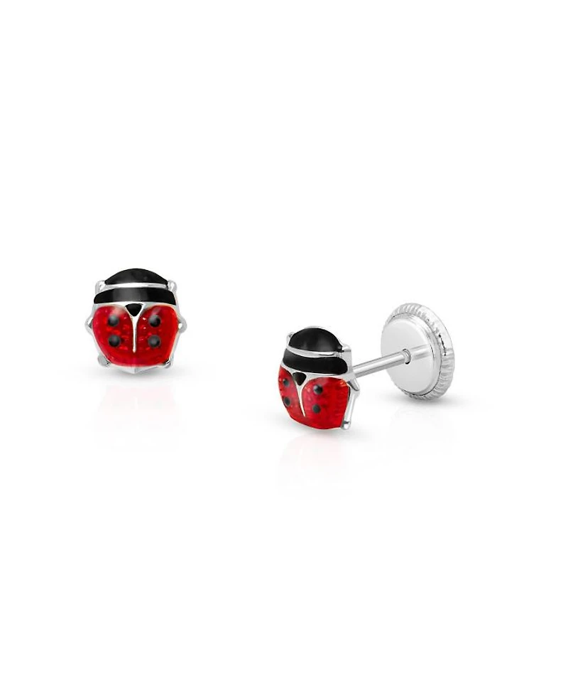 Girls' 14K Gold Red Lil' Ladybug Studs Screw Back Earrings - Baby, Little Kid, Big Kid