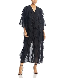 Misook Tiered Ruffle Woven Chiffon Maxi Dress