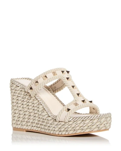 Women's Rockstud Espadrille Platform Wedge Sandals