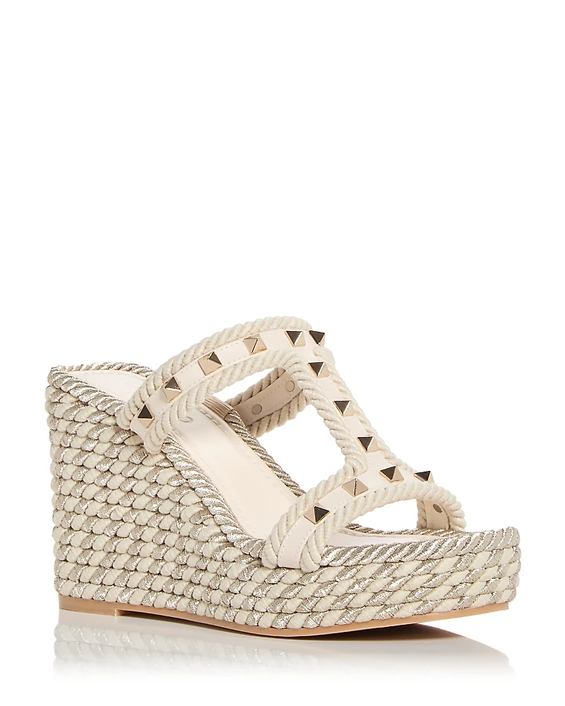 Valentino Garavani Women's Rockstud Espadrille Platform Wedge Sandals